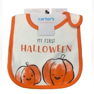 CARTER,S “MY FIRST HALLOWEEN” BIB SET OF 2  - WHITE/ORANGE (NEW WITH TAGS)